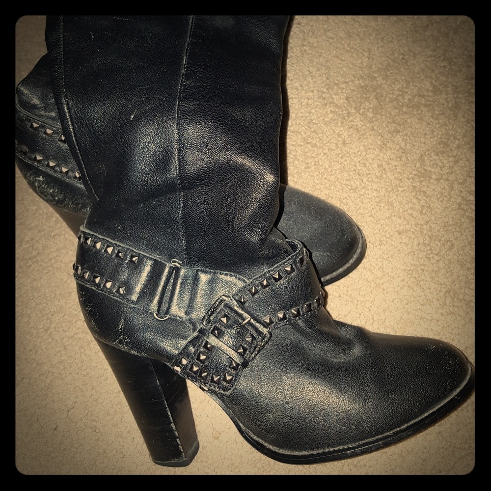 Black leather boots